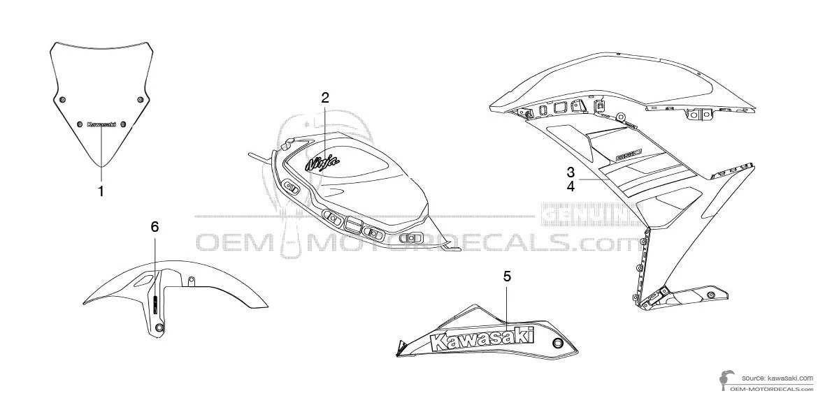 OEM Decals Kawasaki NINJA 650 2018 - Gray • Original Stickers